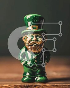 Intra Συλλεκτικό Ξύλινο Παζλ Plywood 4mm - Ιρλανδικό ειδώλιο Leprechaun σε ξύλινο τραπέζι Σε Ξύλινο Κουτί - Διαστάσεις: 10x10 cm – 25 κομμάτια