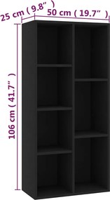 vidaXL Βιβλιοθήκη Μαύρη 50 x 25 x 106 εκ. από Επεξ. Ξύλο