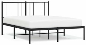 vidaXL Πλαίσιο Κρεβατιού με Κεφαλάρι Μαύρο 150 x 200 εκ. Μεταλλικό