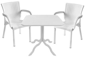 Τραπεζαρία Icon-Festive pakoworld σετ 3τεμ PP σε λευκή απόχρωση