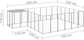 vidaXL Σπιτάκι Σκύλου Ασημί 12,1 μ² Ατσάλινο