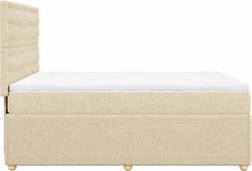 vidaXL Κρεβάτι Boxspring με Στρώμα Κρεμ 160x200 εκ. Υφασμάτινο