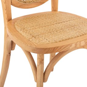Καρέκλα TINSLEY Ξύλινη με Οβάλ πλάτη και Rattan Φυσικό 45x50x97εκ. 45x50x97 εκ.