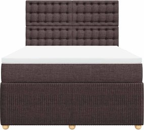 vidaXL Κρεβάτι Boxspring με Στρώμα Σκούρο Καφέ 140x200 εκ Υφασμάτινο