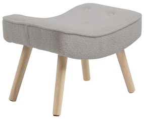 WOODWELL Ε7141,61ALMA Σκαμπό - Υποπόδιο, Teddy Ύφασμα Ανοιχτό Γκρι, Πόδια Φυσικό, K/D 52x38x35cm Ε7141,61