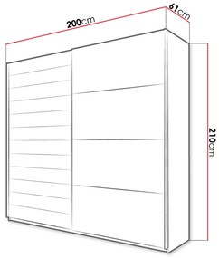 Ντουλάπα Συρόμενη Kappa-200 x 61 x 210 εκ.-Λευκό - Φυσικό