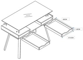 Τραπέζι γραφείου Houston 499, Με συρτάρια, Αριθμός συρταριών: 2, 76x120x60cm, 39 kg, Sonoma οξιά, Άσπρο | Epipla1.gr