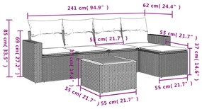 vidaXL Σαλόνι Κήπου 6 Τεμαχίων από Γκρι Συνθετικό Ρατάν με Μαξιλάρια