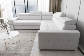 Γωνιακός καναπές April Plus Eco LTHR-Leuko-Δεξιά