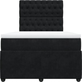 vidaXL Κρεβάτι Boxspring με Στρώμα Μαύρο 120 x 200 εκ. Βελούδινο