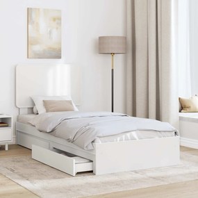 vidaXL Κρεβάτι Αποθήκης Λευκό 90 x 200 cm Επεξεργασμένο ξύλο
