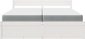 vidaXL Κρεβάτι με Συρτάρια+Στρώμα Λευκό 200x200 εκ. Μασίφ Ξύλο Πεύκο