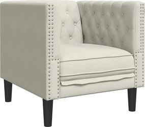vidaXL Σετ Καναπέδων Chesterfield 3 Τεμαχίων με Βάσεις, Κρεμ Βελούδινο