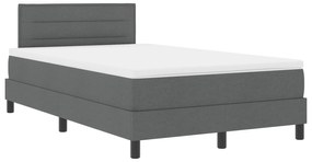 vidaXL Κρεβάτι κουτιού  με στρώμα & LED Σκούρο γκρι 120x200 εκ Ύφασμα