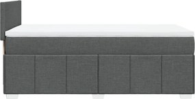vidaXL Κρεβάτι Boxspring με Στρώμα Σκούρο Γκρι 90x190 εκ. Υφασμάτινο