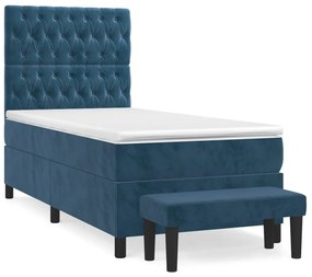 vidaXL Κρεβάτι Boxspring με Στρώμα Σκούρο Μπλε 80 x 200 εκ. Βελούδινο