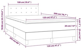 vidaXL Κρεβάτι Boxspring με Στρώμα Ανοιχτό Γκρι 120x200 εκ. Υφασμάτινο
