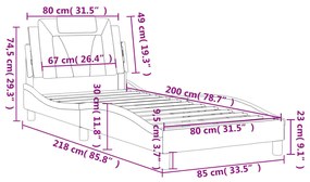 Πλαίσιο Κρεβατιού με Κεφαλάρι Λευκό 80x200 εκ. Συνθετικό Δέρμα - Λευκό