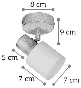 Επιτοίχιο σποτ από μέταλλο σε απόχρωση λευκής πατίνας (9079-1Φ-Λευκή Πατίνα)