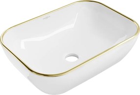 Mexen Rita επιτραπέζιος νιπτήρας 45 x 32 cm, λευκός/χρυσό χείλος - 21084505