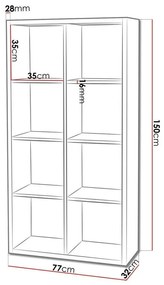 Βιβλιοθήκη Bedford A104, Ανοιχτό χωρίς τον πίσω τοίχο, Πλαστικοποιημένη μοριοσανίδα, 150x77x32cm, 42 kg, Άσπρο | Epipla1.gr