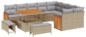 vidaXL Σετ Καναπέ Κήπου 12 pcs Μπεζ, Ανοιχτό γκρι 100 x 100 x 71 cm