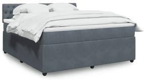 Κρεβάτι Boxspring με Στρώμα Σκούρο Γκρι 180x200 εκ. Βελούδινο