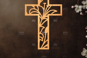 Σετ των 2 Intra απο ξύλο plywood 3mm-4mm πάχος Christian Cross Silhouette, Δίασταση 15x15 cm INTRAFABR-118679176
