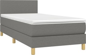 vidaXL Κρεβάτι Boxspring με Στρώμα Σκούρο Γκρι 90x200 εκ. Υφασμάτινο