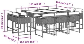 vidaXL Σετ Τραπεζαρίας Κήπου 11 τεμ. Μπεζ Συνθετικό Ρατάν με Μαξιλάρια