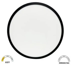 Πλαφονιέρα στρογγυλή Led Πολυκαρμπονική(PC) D:383mm Lumen-21-383321-Μαύρο 21-383321
