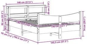 ΠΛΑΙΣΙΟ ΚΡΕΒΑΤΙΟΥ ΜΕ ΚΕΦΑΛΑΡΙ ΛΕΥΚΟ 140 X 190 ΕΚ. ΜΑΣΙΦ ΠΕΥΚΟ 3306316