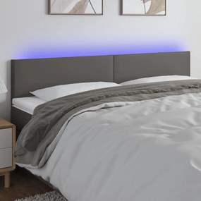 Κεφαλάρι Κρεβατιού LED Γκρι 180x5x78/88 εκ. από Συνθετικό Δέρμα - Γκρι