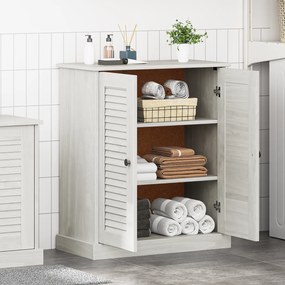 vidaXL Ντουλάπι Μπάνιου Λευκό 68 x 34 x 80 εκ Μασίφ ξύλο πεύκου