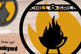 Σετ των 2 Intra απο ξύλο plywood 3mm-4mm πάχος Πινακίδα Chill and Grill, BBQ File Δίασταση 30x20 cm INTRAFABR-94767174