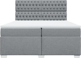 vidaXL Κρεβάτι Boxspring με Στρώμα Ανοιχτό Γκρι 200x200 εκ. Υφασμάτινο