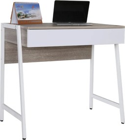 Γραφείο ξύλινο μεταλλική βάση Nextdeco λευκό Υ76x84x48εκ.