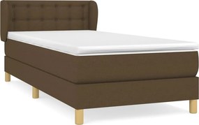 vidaXL Κρεβάτι Boxspring με Στρώμα Σκούρο Καφέ 100x200 εκ. Υφασμάτινο