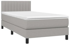 Κρεβάτι Boxspring με Στρώμα &amp; LED Αν.Γκρι 90x190 εκ. Υφασμάτινο - Γκρι