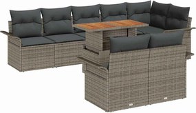 vidaXL Σετ Καναπέ Κήπου με αποθήκευση 9 pcs Γκρι Πολυ ράταν
