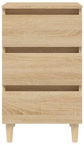 vidaXL Κομοδίνο Sonoma Δρυς 40 x 35 x 69 εκ. με Μασίφ Ξύλινα Πόδια