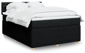 vidaXL Κρεβάτι Boxspring με Στρώμα Μαύρο 140x190 εκ. Υφασμάτινο