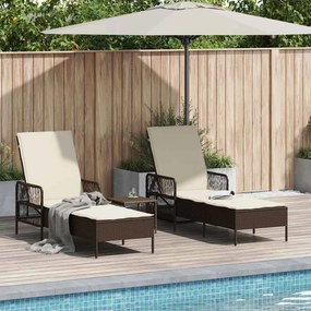 vidaXL Ξαπλώστρα 3 pcs Καφέ και Κρέμα Λευκό 200 x 55 x 92 εκ.