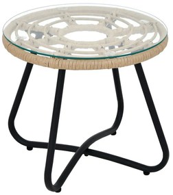 Τραπέζι Κήπου ArteLibre HOWARD Φυσικό/Μαύρο Μέταλλο/Rattan Φ45x40cm-14510013