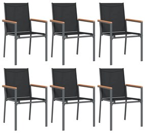 vidaXL Καρέκλες Κήπου 6 τεμ. Μαύρες 55x61,5x90 εκ από Textilene/Ατσάλι