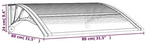 Στέγαστρο Πόρτας Γκρι &amp; Διαφανές 80 x 75 εκ. από Πολυκαρβονικό - Γκρι