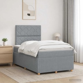 vidaXL Κρεβάτι box spring με στρώμα Ανοιχτό γκρι 120 x 200 cm Ύφασμα