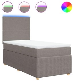 Κρεβάτι Boxspring με Στρώμα Taupe 100 x 200 εκ. Υφασμάτινο - Μπεζ-Γκρι