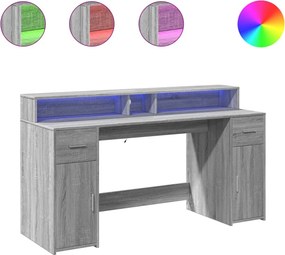 vidaXL Γραφείο με LED Γκρι Sonoma 160x55x91 εκ. Επεξεργ. Ξύλο