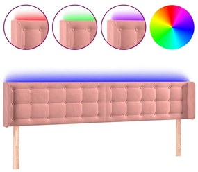 Κεφαλάρι Κρεβατιού LED Ροζ 203x16x78/88 εκ. Βελούδινο - Ροζ